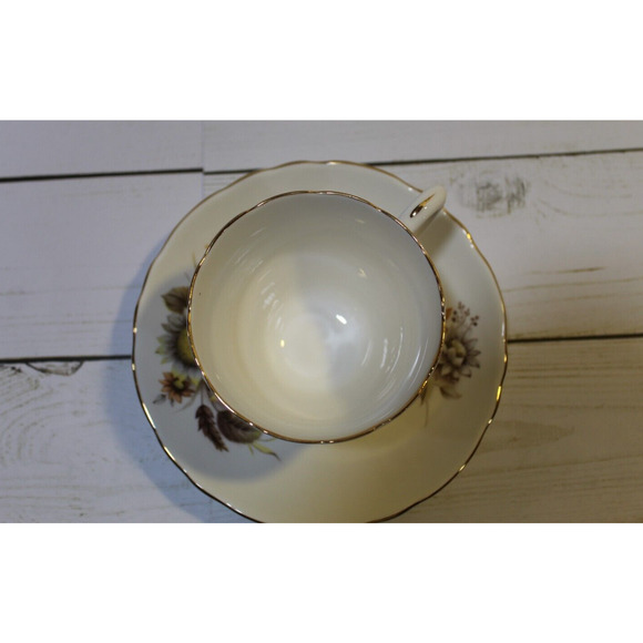 Crown Staffordshire England Fine Bone China Teacup & Saucer by Duchess Sunflower - Picture 6 of 11